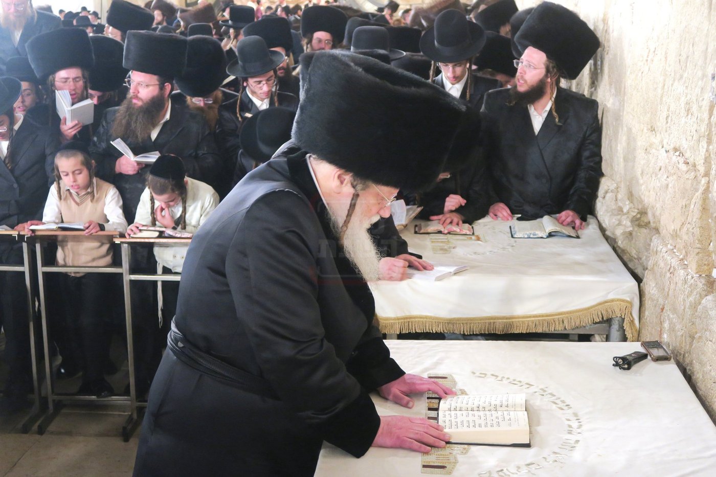 האדמו"ר ממודז'יץ בתפילה ע"י ה'כותל המערבי'