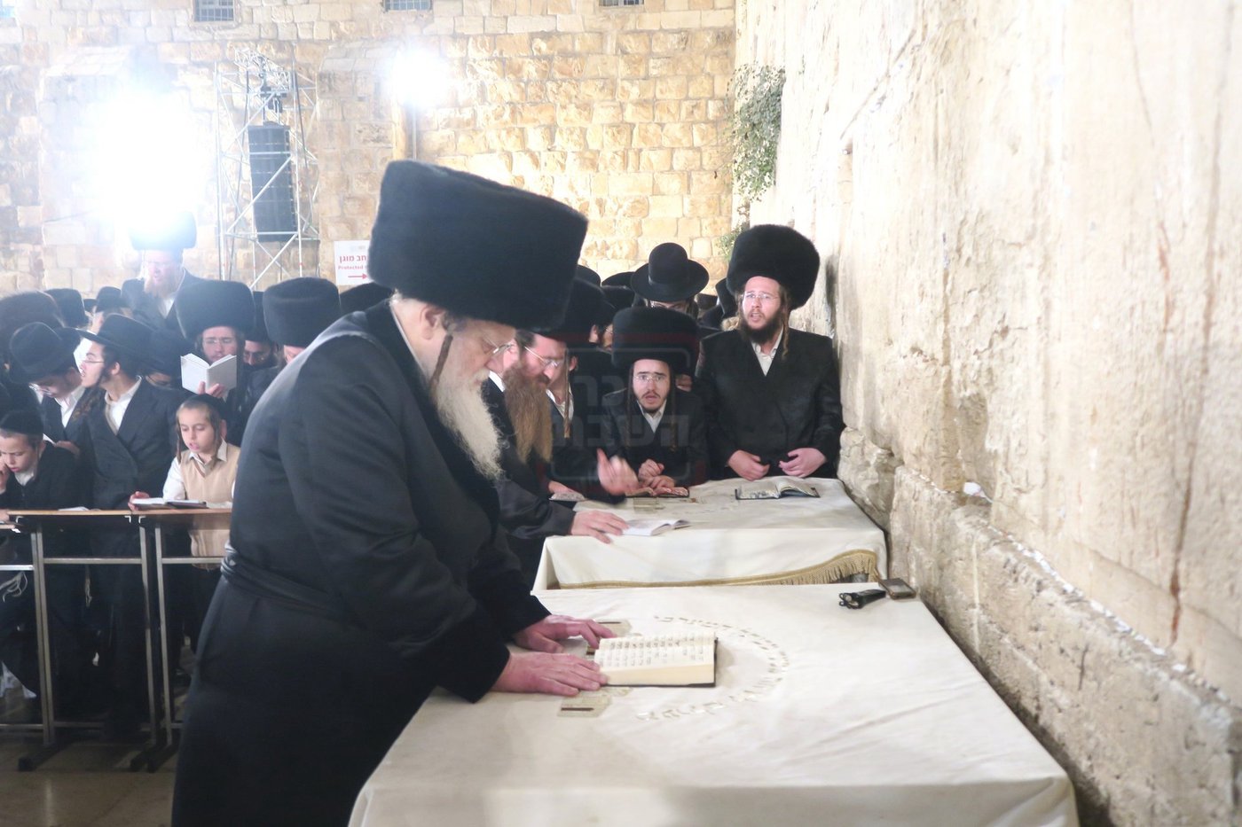 האדמו"ר ממודז'יץ בתפילה ע"י ה'כותל המערבי'