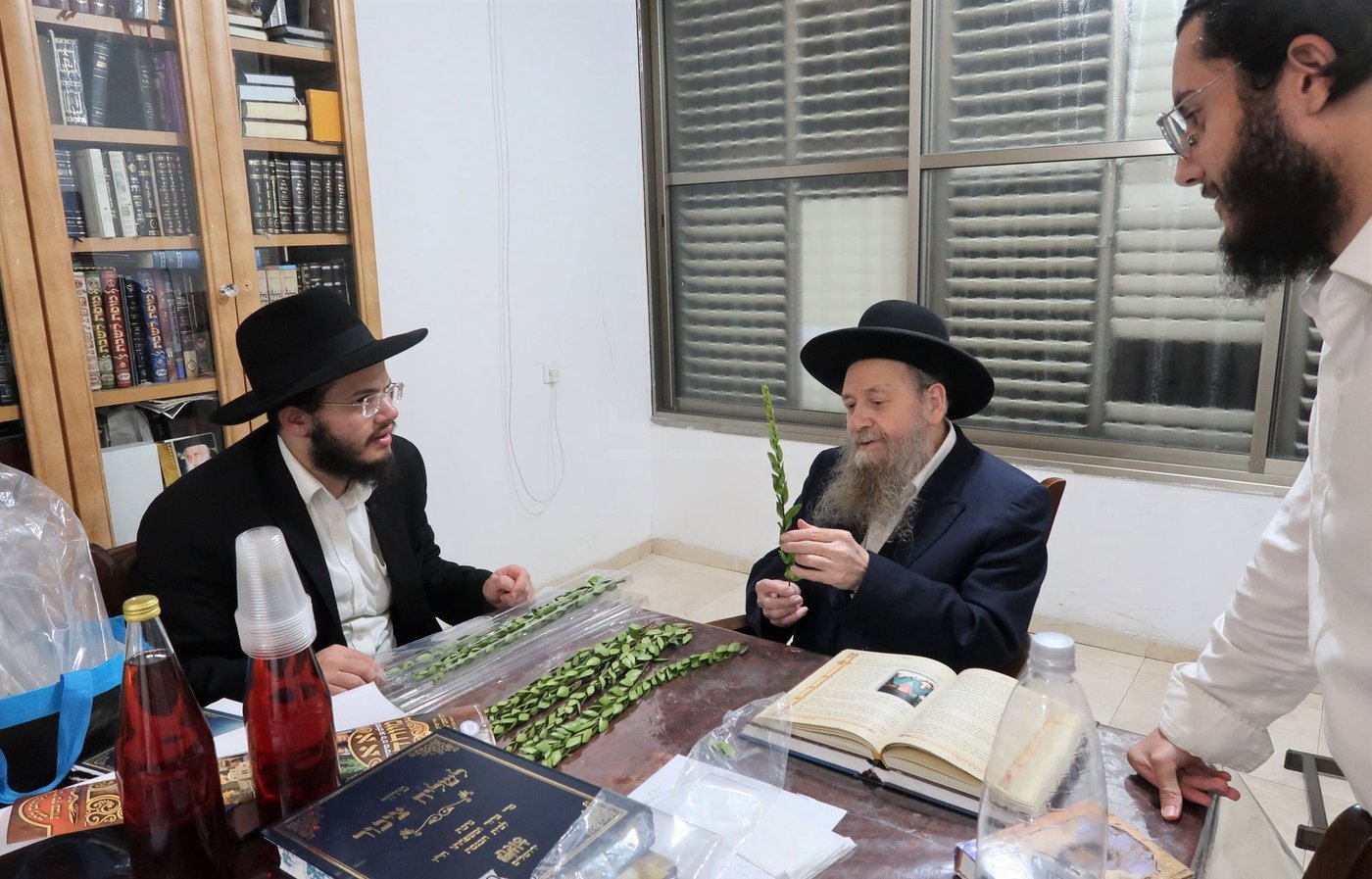 הגר"ד בצרי זצ"ל בבדיקת הדסים לסוכות תשפ"ז | צילום: י. פריד