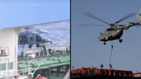 מימין מהתרגיל האיראני, משמאל השתלטות אמריקאית על מכלית נפט
