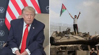 מימין: פשיטת חמאס בשמחת תורה, משמאל: הנשיא טראמפ