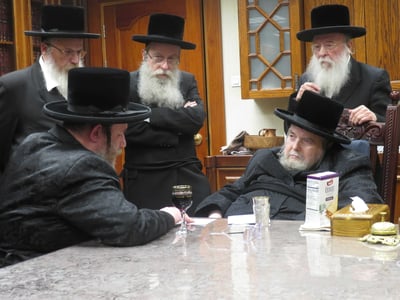 הגה"צ רבי יעקב מרדכי הגר בביקור אצל האדמו"ר מבעלזא