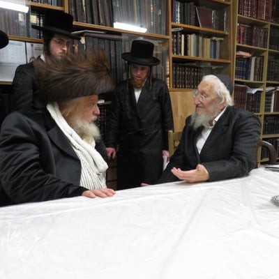 האדמו"ר ממבקשי אמונה בביקור אצל הגר"א לוי
