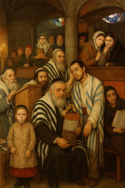 בהשראת אומנות הפלא - "יום כיפור" של הצייר היהודי-פולני מאוריצי גוטליב. 