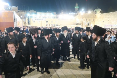 האדמו"ר ממודז'יץ בתפילה ע"י ה'כותל המערבי'