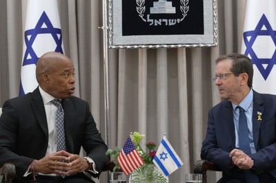 נשיא המדינה בפגישתו עם ראש עיריית ניו יורק היוצא אריק אדמס