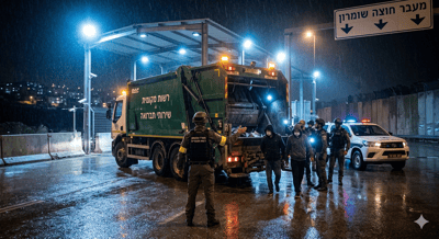 חריג: עשרות שב"חים פלסטינים התחבאו בתוך משאית זבל