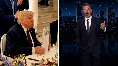 המגיש ג'ימי קימל - טראמפ חותם על מזכר ההבנות בארמון ורסאי