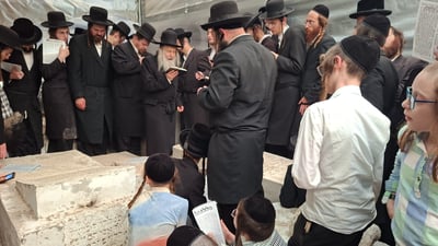 האדמו"ר מאמשינוב בתפילה בטבריה