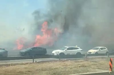 שריפה נרחבת ביער בן שמן: כביש 6 נחסם בשני הכיוונים
