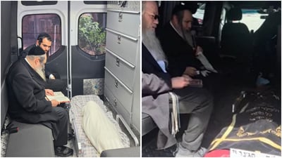 לצד ארון נכדו הרך: הגאון הרב שלום ארוש שר את שירת האמונה