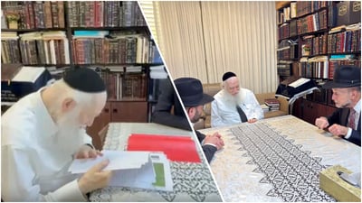 הסטורי: ח"כ מקלב העביר את מסמכי הבעלות של ישיבת פוניבז' לנשיא הישיבה