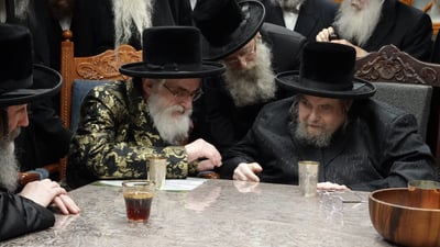 האדמו"ר מויז'ניץ שליט"א בביקור אצל האדמו"ר מבעלזא שליט"א