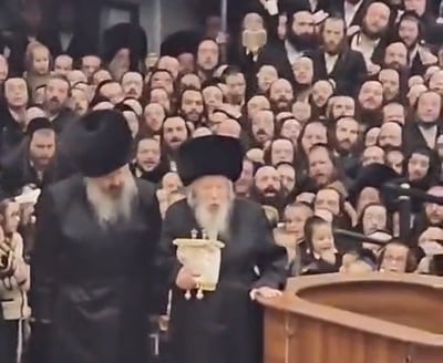 רבבות התרגשו: האדמו"ר מגור בהדרו עם ספר תורה בידו