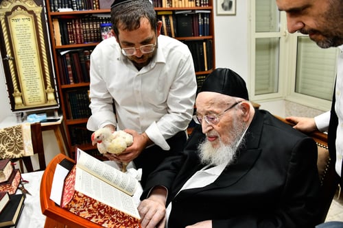 ערב יום כיפור, ברוב דבקות בחדר הספרים: כך ערך ראש הישיבה את  מנהג הכפרות