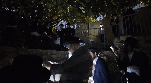 לאור פנסים זוהרים: הרבי הנודד ערך תשליך במעיין הטבעי
