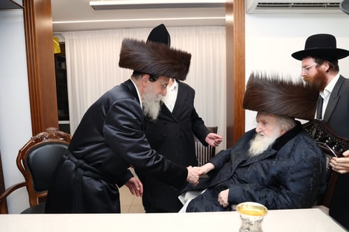 שטריימל ומחול: האדמו"ר מבאיאן בביקור אצל הגר"מ שטרנבוך