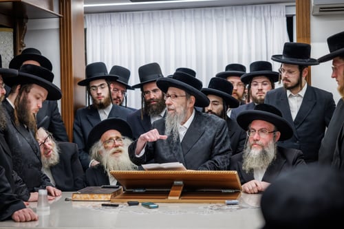 הדיין הוותיק בעל ה'אגלי דבש' פלפל יחד עם הגר"מ שטרנבוך לעיני התלמידים 