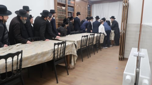 אנטווערפן דקדושה: האדמו"ר מפשעווארסק קם ברוב כבוד לכבוד הגאב"ד • צפו