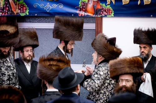 לאחר שנים של נתק: אב"ד סאטמר ב"פ פיאר את השמחה בבית גיסו הרבי מסאטמר