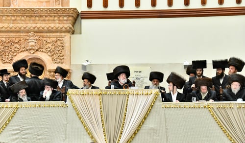 בצילא דמהימנותא: האדמו"ר מוויז'ניץ פיאר בראש שמחת נישואי נכדת ראש הישיבה 