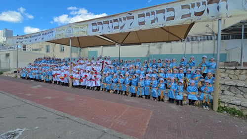 תיעוד מפעים: ילדי 'פרדס כץ' התחפשו לכהנים וללווים וחגגו בזהירות הנדרשת