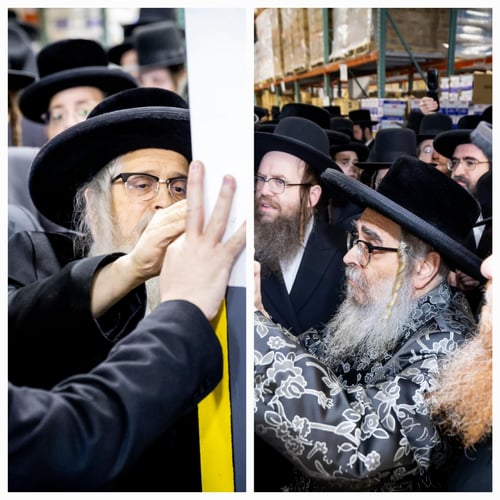 אחדות בסאטמר | שני האחים האדמו"רים קבעו מזוזות בצרכנייה החדשה בברוקלין