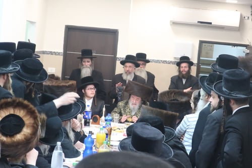 במעונו של ה'אמרי חיים' | הרבי מויז'ניץ חזר לשיכון, וחגג שמחת אירוסי נינתו