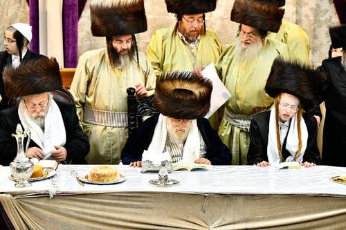 אלפי חסידים חגגו | הרבי מתולדות אהרן השיא את נכדו עם נכדת אחיו, ראש הישיבה