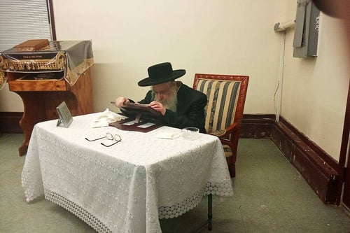 לאחר שעות ארוכות של בכי; הרבי יצא לחצר ביתו בקאנטרי לקידוש לבנה | צפו בגלריה