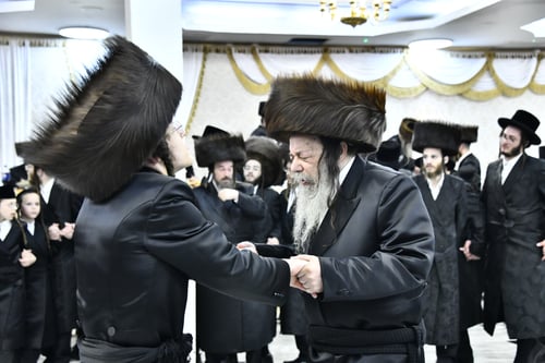 שמחת נישואין בחצר סטריקוב-זוועהיל: פרחי החסידים פיזזו בריקודים לפני האדמו"ר