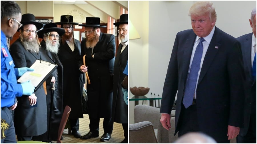מימין: טראמפ, משמאל: האדמו"ר מסאטמר בדרך לבית הלבן